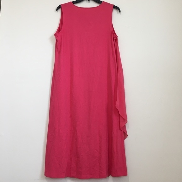 Soft Surroundings Amalfi Lipstick Pink Sleeveless V-neck Pullover Midi Dress - Picture 2 of 16